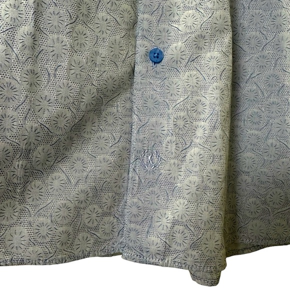 Bugatchi Uomo Men’s L Blue Print Cotton Long Sleeve Button Down Shirt - Picture 3 of 6